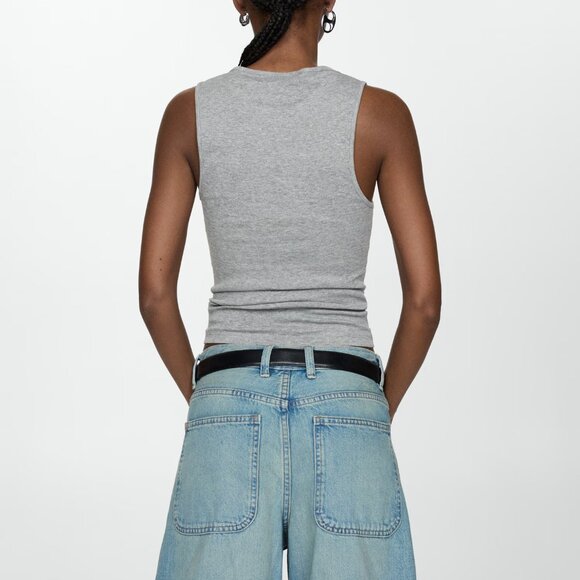 MANGO grey knitted top with wide straps - Picture 2 of 5